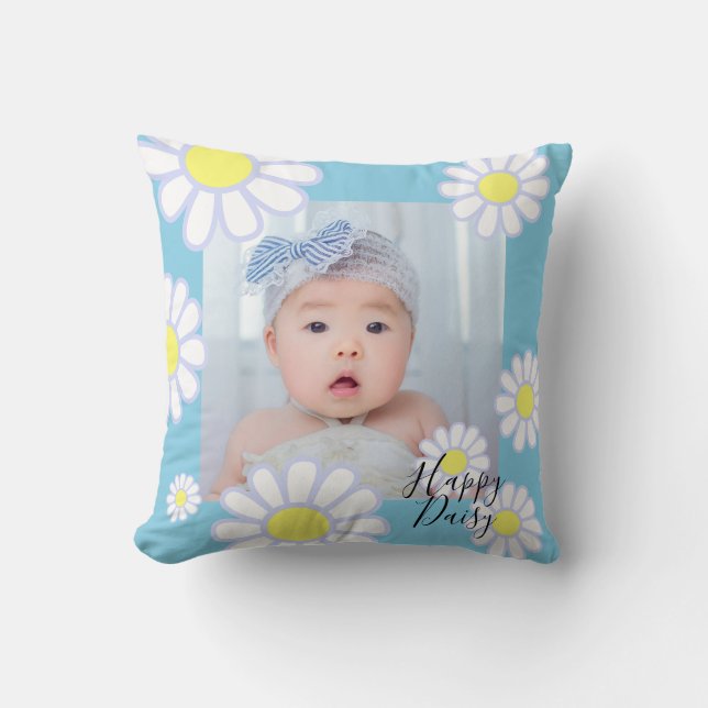 Daisy Simple Blue Foto Kissen (Vorderseite)