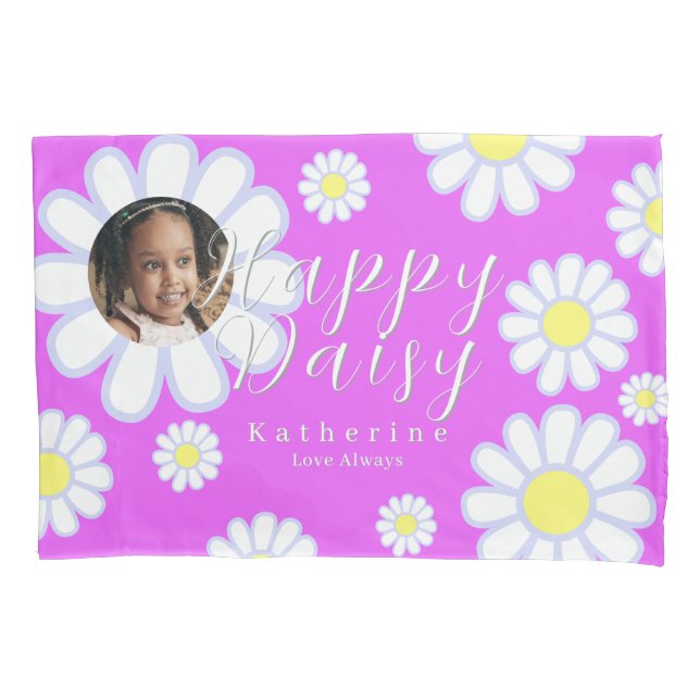 Daisy Simple Foto Violet Kissenbezug (Vorderseite)