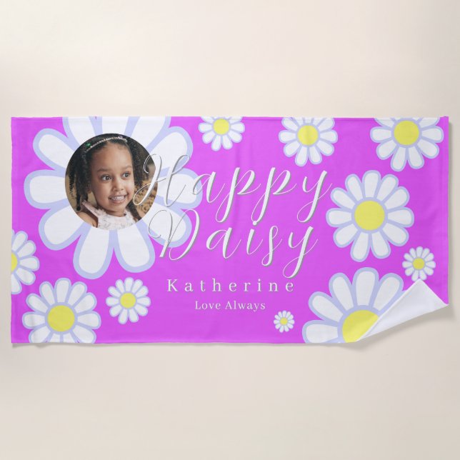 Daisy Simple Foto Violet Strandtuch (Vorderseite)