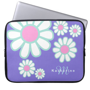 Daisy Simple Monogram Lila Laptopschutzhülle