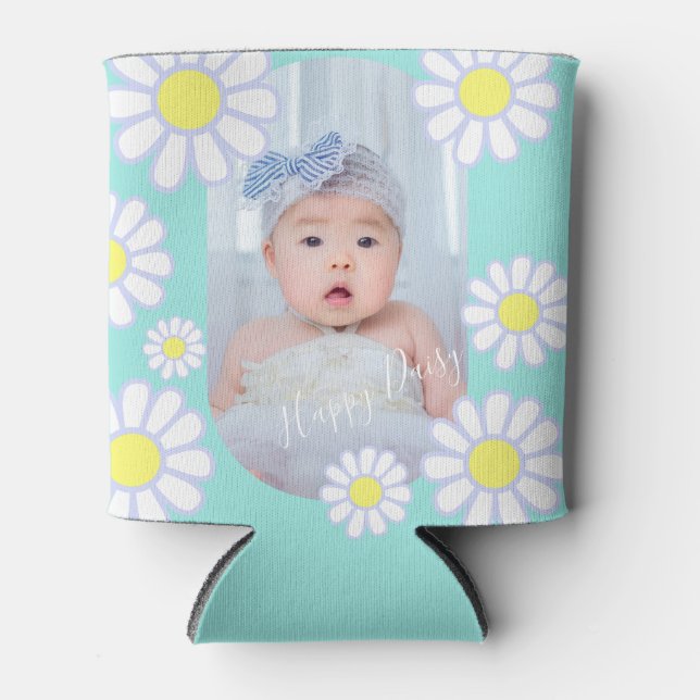 Daisy Simple Pastel Aqua Foto Baby Dosenkühler (Vorderseite)