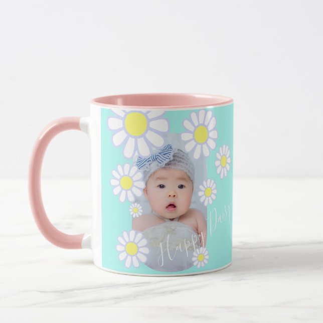 Daisy Simple Pastel Aqua Foto Baby Tasse (Links)
