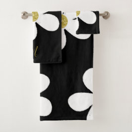 Daisy Simple Schwarz-weiß Gold Personal Badhandtuch Set