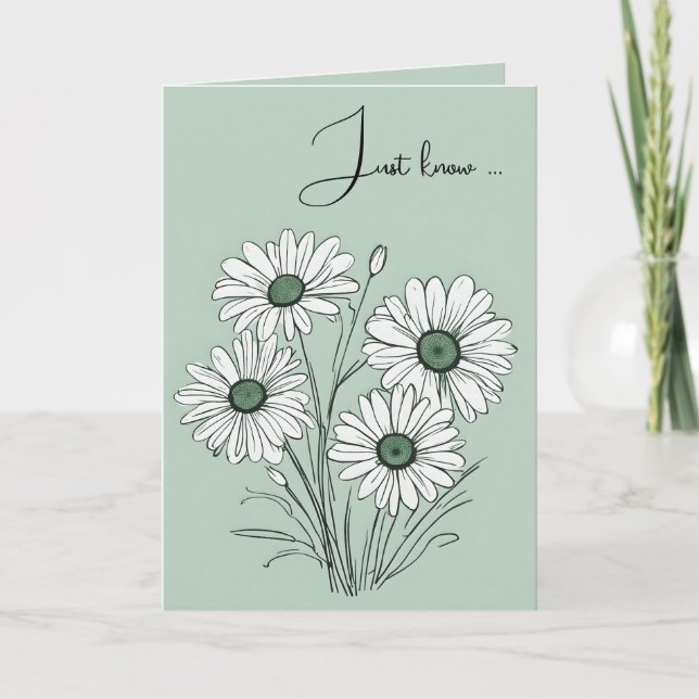 Daisy Sketch über grünes Denken Karte (Vorderseite)