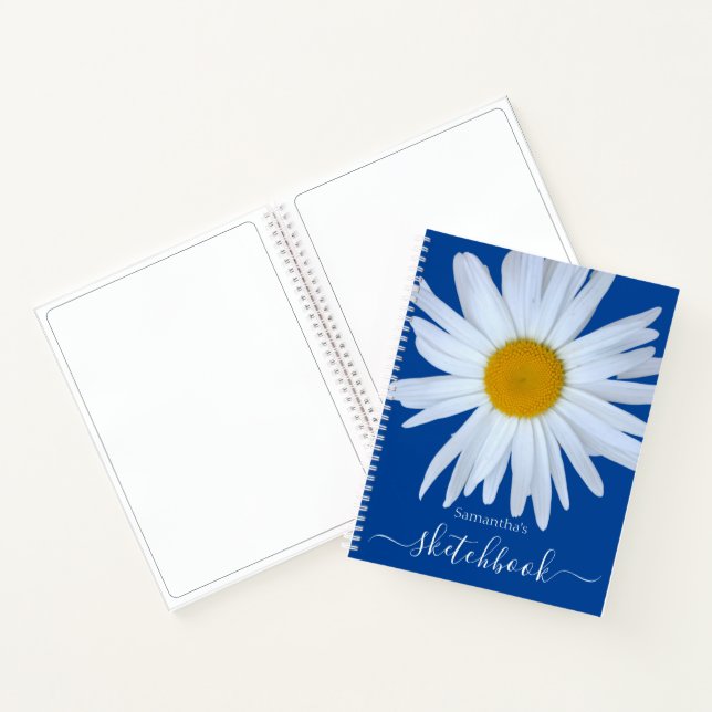 Daisy Sketchbook Blue White Script Notebook Notizbuch (Innenseite)