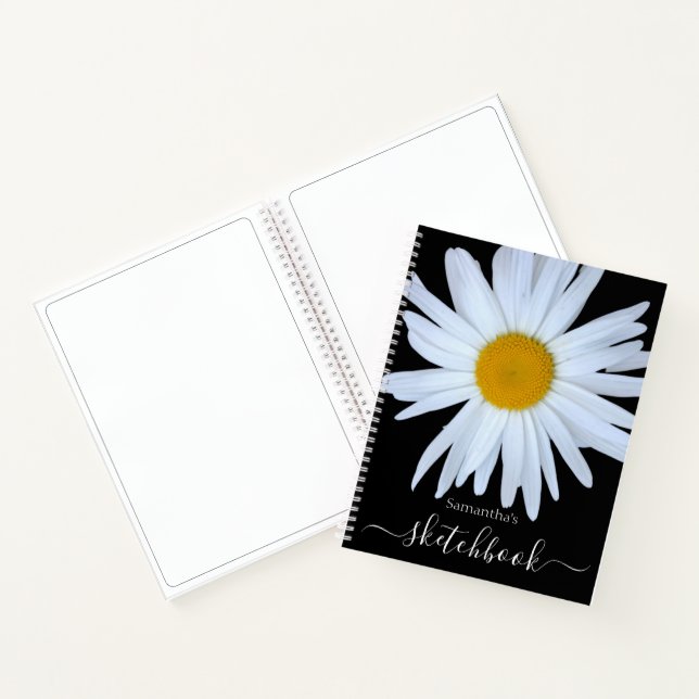 Daisy Sketchbook Schwarz-weißes Script-Notebook Notizbuch (Innenseite)