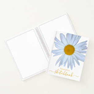 Daisy Sketchbook White Yellow Script Notebook Notizbuch