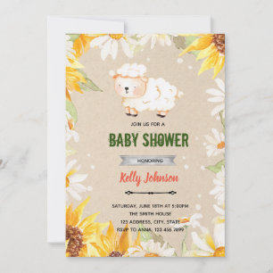 Daisy Sonnenblume Lamm Dusche Geburtstags-Einladun Einladung