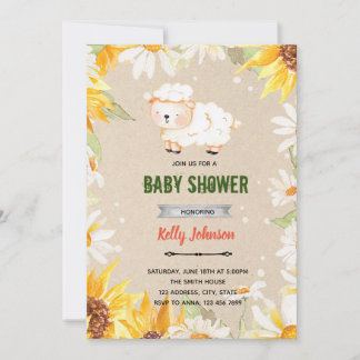 Daisy Sonnenblume Lamm Dusche Geburtstags-Einladun Einladung