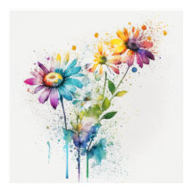 Daisy Spatter, lebhafte Farben, Wandkunst