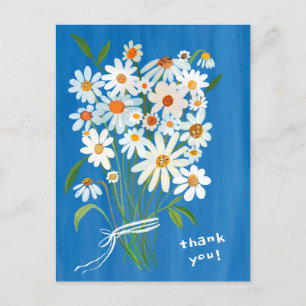 Daisy-Sträußchen handgemalt Gouache Danke Postkarte