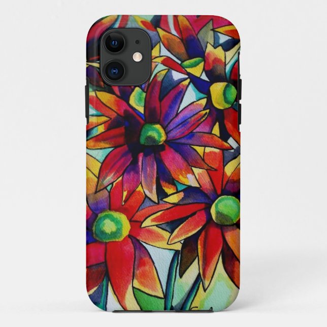 Daisy Straw mehrfarbige Wildblumen Kunst Case-Mate iPhone Hülle (Rückseite)
