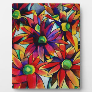 Daisy Straw mehrfarbige Wildblumen Kunst Fotoplatte