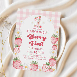 Daisy Strawberry Berry Erster Geburtstag Einladung