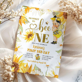 Daisy Sunflower Blonde Girl Erster Bienentag Einladung