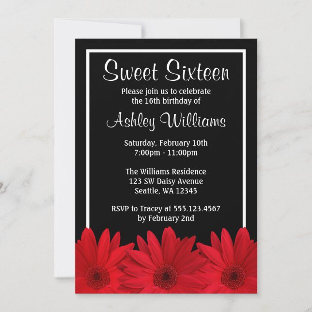 Daisy Sweet 16 Invitations (Devant)