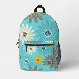Daisy Teal Flower Pattern Backpack Bedruckter Rucksack