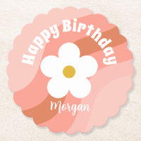 Daisy Terracotta Peach Retro Party Cupcakes