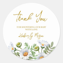 Daisy Thank You Baby Shower Runder Aufkleber