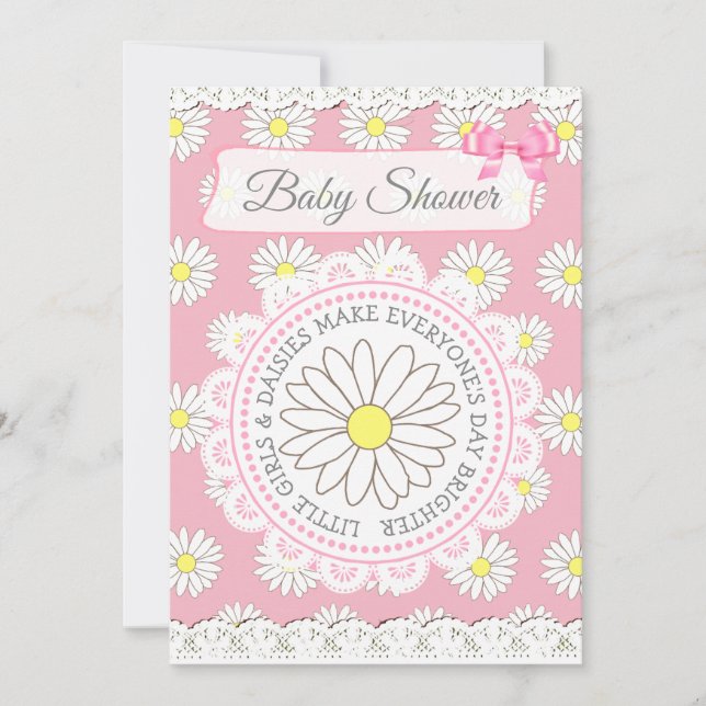 Daisy Theme Invitation Baby shower de fille (Devant)