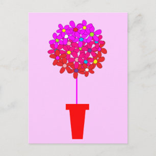 Daisy Topiary in Pinks Postkarte