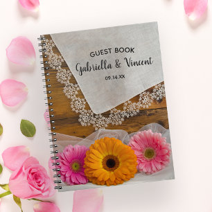 Daisy Trio et Lace Barn Mariage livre d'hôtes