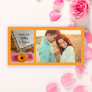 Daisy Trio et Lace Mariage Carte photo Merci