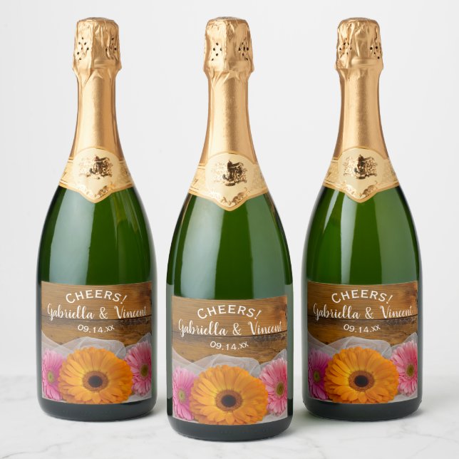 Daisy Trio Pays Barne Mariage Étiquette de vin (Bouteilles)