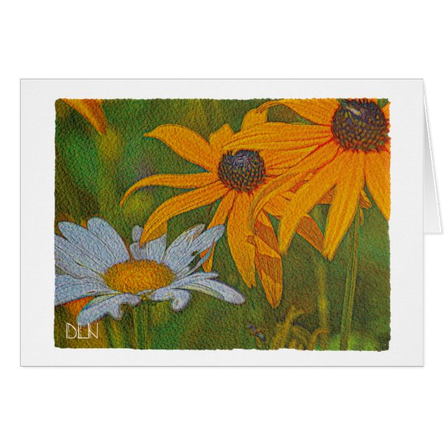 Daisy und Black Mit Augen Susans/Aquarell-Look (Vorderseite (Horizontal))