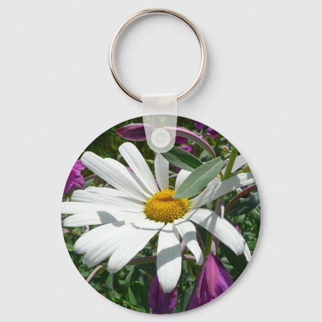 Daisy und Fireweed-Wildblume Schlüsselanhänger (Vorderseite)