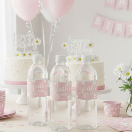 Daisy Water Bottle Labels, Floral Birthday Party