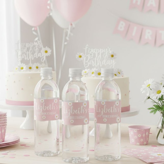 Daisy Water Bottle Labels, Floral Birthday Party (Von Creator hochgeladen)