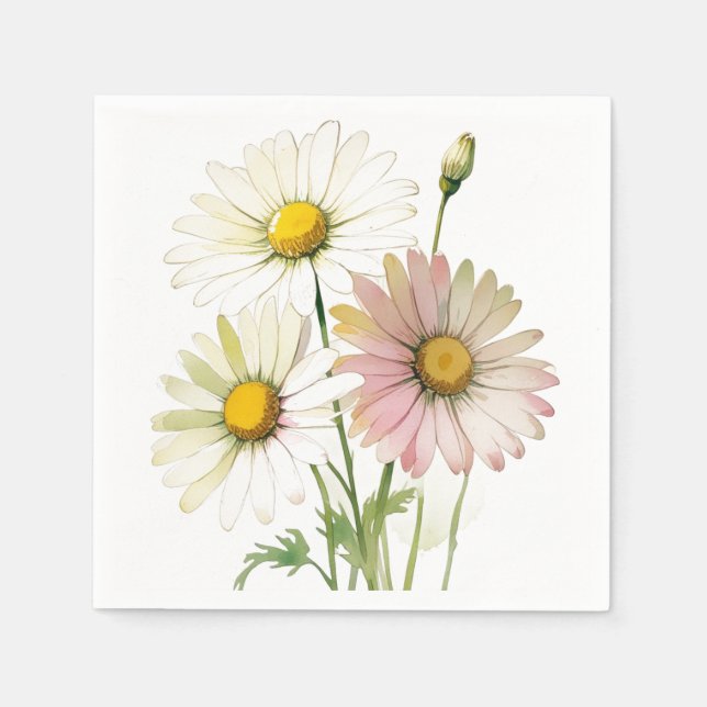 Daisy Watercolor Blume Moderne Beruflich Serviette (Vorderseite)