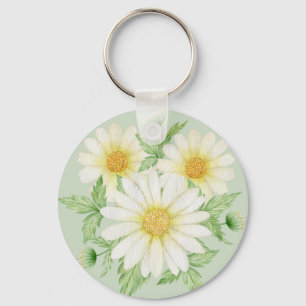 Daisy Watercolor-Blume Schlüsselanhänger