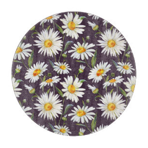 Daisy Watercolor: Dunkle Blüte nahtlos Schneidebrett