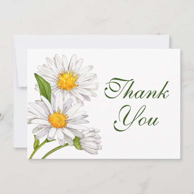 Daisy Watercolor Summer White Floral Vielen Dank Dankeskarte (Vorderseite)