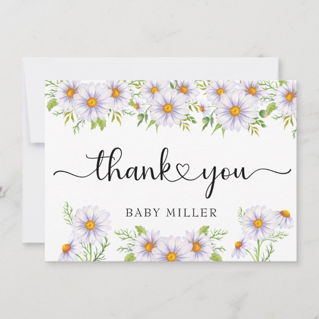 Daisy Watercolor | Vielen Dank Mitteilungskarte (Vorderseite)