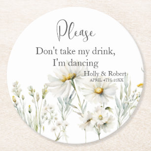 Daisy Wedding I'm Dancing Runder Pappuntersetzer