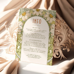 Daisy Wedding Insert INFO Vintag Art Nouveau Einladung