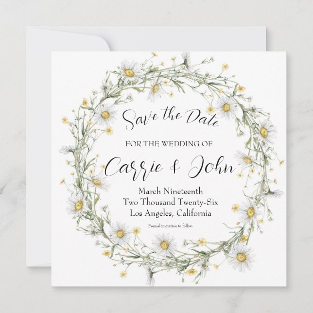 Daisy Wedding Save the Date Card (Vorderseite)