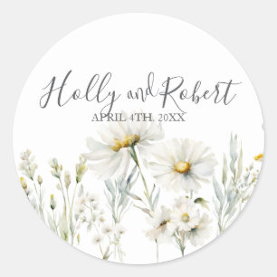 Daisy Wedding Script Runder Aufkleber