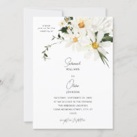 Daisy White Floral Faire-part de mariage v2