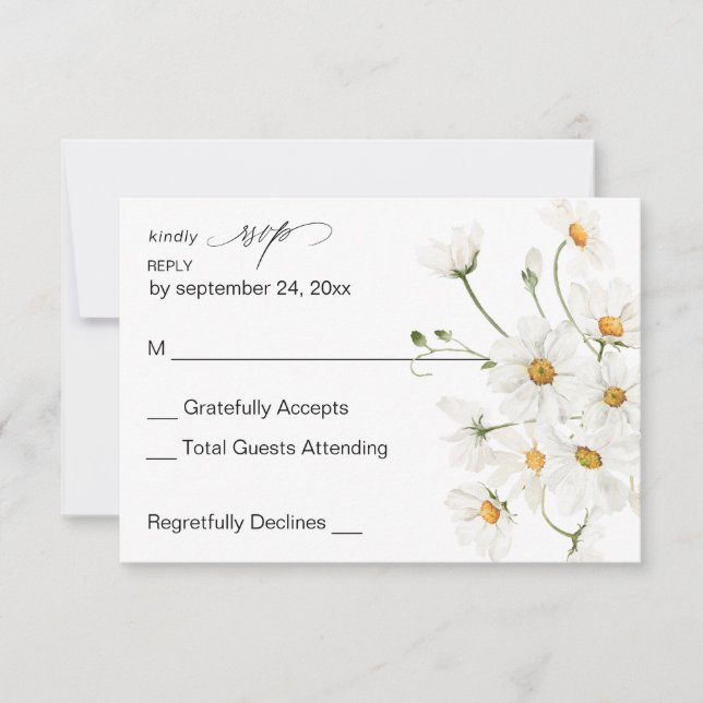 Daisy White Floral no Messe UAWG 2 RSVP Karte (Vorderseite)