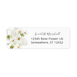 Daisy White Floral Return Address Label 4