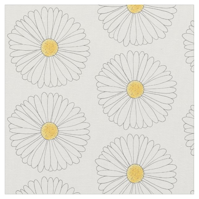 Daisy White Yellow Daisis Blume Blumendruck Stoff (Nahaufnahme)
