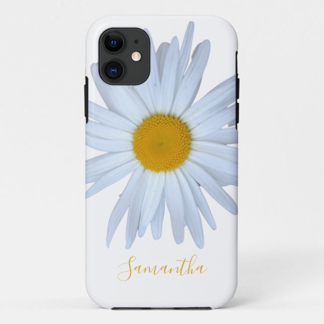 Daisy White Yellow Script Case-Mate iPhone Case (Rückseite)