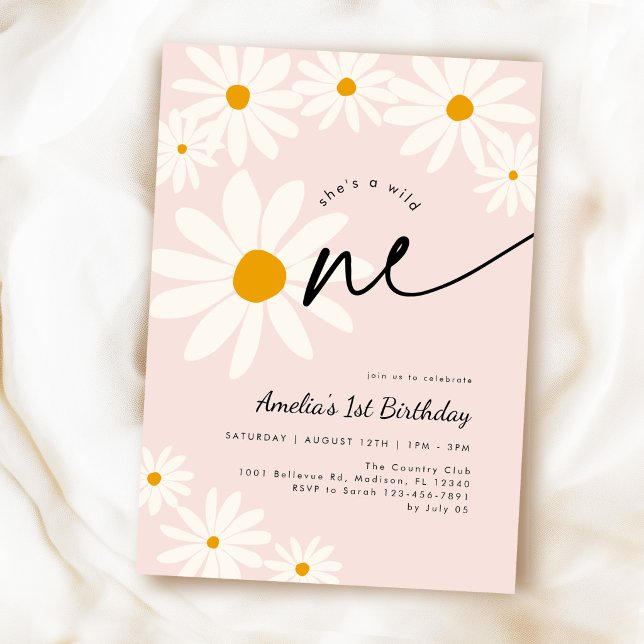 Daisy Wild One 1. Geburtstag Einladung (Von Creator hochgeladen)