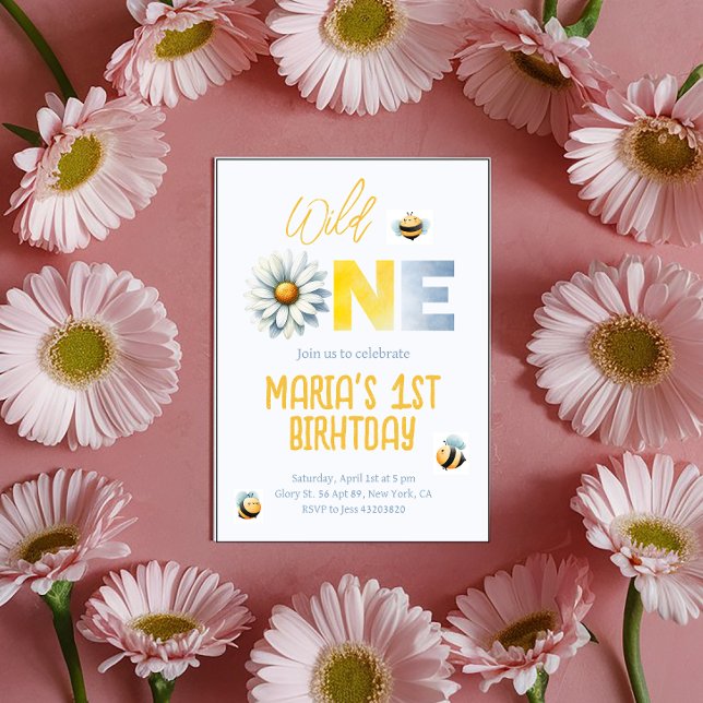 Daisy Wild One 1st Girl Birthday Party Invitation (Créateur téléchargé)