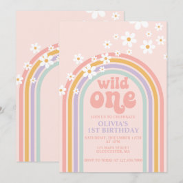 Daisy Wild One boho floraler Regenbogen zum ersten Einladung