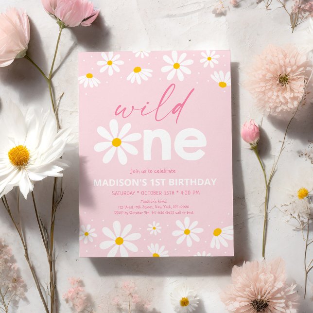 Daisy Wild One erster Geburtstag Einladung (Von Creator hochgeladen)